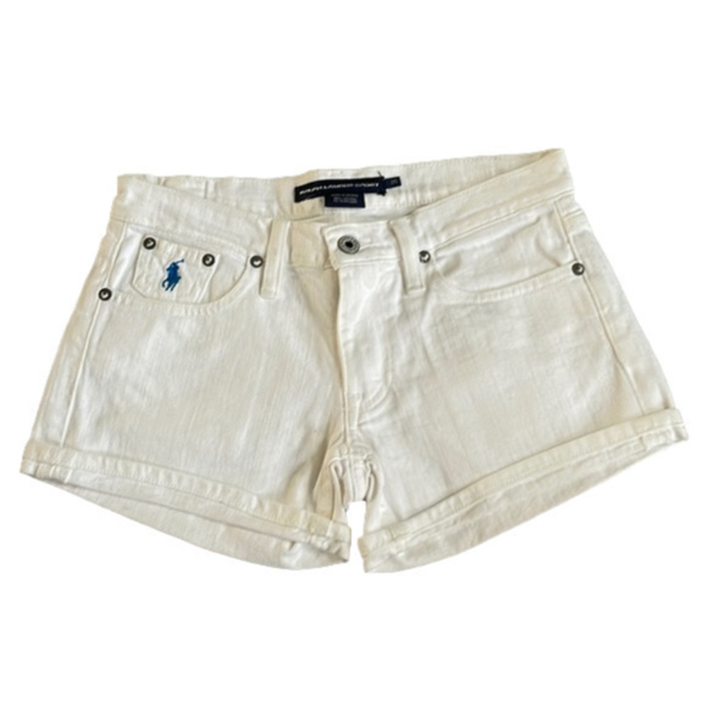 Ralph Lauren Sport Pony white Denim Mini Shorts size 25